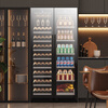 BAIKAILUN double-door thermostatic wine cabinet with double-door door ultra-thin and can be embedded in air-cooled frost-free thermostatic wine cabinet office household tea beverage liquor wine fruit preservation refrigerated display cabinet 2 meters dual temperature red wine + ice bar 121 bottles thin section