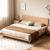 Genji Muyu solid wood bed oak bedroom double bed simple suspended bed log large bed small apartment full edge bed 1.5*1.9m