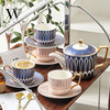 WOOCH Victoria 1 Pot 4 Cups and Saucers Gift Box Light Luxury Afternoon Tea Set New Home Gift Wedding Gift Victoria 1 Pot 4 Cups and Saucers - Brilliant Blue + Red Gift Box