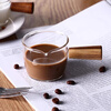 Weimingnuo espresso cup with handle, small milk cup, milk pot, milk cup, pointed spout, glass cup, coffee utensil, wooden handle, 100ml