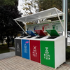 Customized outdoor trash can, garbage kiosk, large outdoor peel box, steel and wood scenic area, four-category metal box trash can, custom-made extra-large galvanized sheet