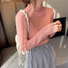 Lace half turtleneck bottoming shirt for women with knitted sweater tops slimming fungus pullover sweater MF92 apricot L Weight recommendation 110-128 pounds