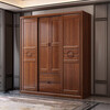 Nanzhu walnut solid wood wardrobe modern Chinese style sliding door four-door multi-functional large wardrobe wardrobe 829#