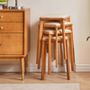 Jiayi solid wood stool dining stool stackable chair soft package square stool high stool bench dining table stool home cherry wood legs + off-white technology cloth surface