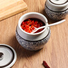 Baijie lard jar ceramic large capacity high temperature resistant seasoning jar lard jar chili jar Chinese lard cup + spoon 700ml