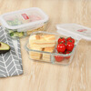 LOCK&LOCK heat-resistant glass crisper microwave lunch box sealed lunch box lunch box refrigerator storage box 600ml two partitions