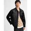 GXG men's simple topstitch design pu leather jacket for men black 175/L