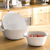Miling double-layered sink drain basket food-grade home kitchen rice basket fruit and vegetable plate hot pot food preparation artifact small double-layered white