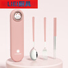 LIEI Chopsticks and Spoon Set Portable Box Tableware Storage Box for Children's Elementary School Students Pink 2-piece Set (Natural Color Chopsticks + Spoon)