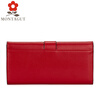 Montagut counter same style new three-fold women's genuine leather wallet long buckle fashion wallet cowhide clutch bag burgundy