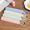 Xiderun wheat chopsticks, forks and spoons portable tableware set, chopsticks, spoons, forks and spoons, portable travel student and children's set, pull-out box Nordic powder 3-piece set
