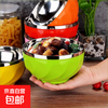 Colorful stainless steel bowl, anti-scalding, high-looking, insulated, double-layer adult instant noodle bowl, special for household use with lid, anti-fall for children, colorful bowl 13CM 1 piece