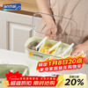 Anbuy three-compartment seasoning jar set comes with 3 spoons Home kitchen seasoning box seasoning MSG salt jar S1225 green