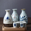 Japanese-style four-season Japanese-style underglaze hand-painted ceramic wine bottles, wine bottles, wine utensils, gift boxes, retro wine bottles, mouth cups, small wine glasses, Uncaria wine glasses (40ml) single