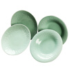 Su's Ceramics Celadon Glazed Ceramic Plate Flower Blossom Rich Soup Plate 4-piece Tableware Set