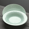 Su's Ceramics Celadon Glazed Ceramic Plate Flower Blossom Rich Soup Plate 4-piece Tableware Set
