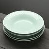 Su's Ceramics Celadon Glazed Ceramic Plate Flower Blossom Rich Soup Plate 4-piece Tableware Set