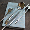 HHFA portable tableware set 304 stainless steel spoons, chopsticks and forks, children and students travel tableware set, Korean spoon and chopsticks two-piece set (small size)