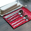HHFA portable tableware set 304 stainless steel spoons, chopsticks and forks, children and students travel tableware set, Korean spoon and chopsticks two-piece set (small size)