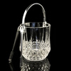 Flevinz thickened glass ice bucket European style engraved personalized handle ice bucket bar home foreign wine beverage transparent ice bucket handle glass ice bucket 1L