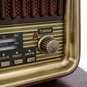 Bollinger BOHLINJA Europäisches Radio UKW-Radio Manuelles UKW-Doppellautsprecher-Stereo-Retro-Nostalgie-Holz-Bluetooth-Lautsprecher unterstützt U-Disk-Wiedergabe