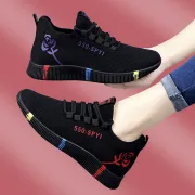 新しい婦人靴春のカジュアルシューズ韓国版婦人靴スニーカー学生ランニングワイルドタイドシューズ厚底赤バラ色底40