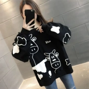 [Women's new style] Spring and autumn women's thin loose Korean style top coat spring 2021 new cow western style sweater women's ins trendy white XL