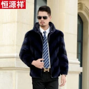 Hengyuanxiang abrigo de piel de visón todo en uno para hombre abrigo de piel corto importado de visón completo Haining 2022 nuevo abrigo de piel de visón con capucha gris L