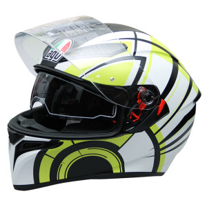 AGV helmet K3 SV TOP dual lens four-season wide-angle ventilated full helmet  Italian motorcycle racing riding anti-fog running helmet AVIOR MATT  WHITE/LIME M