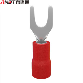 Andatong u-shaped insulated terminal cold-pressed terminal fork-shaped u-shaped y-shaped pre-insulated terminal sv terminal sv1.25-3.2 (0.5-1.5 square) copper nose red 1000 pcs/pack