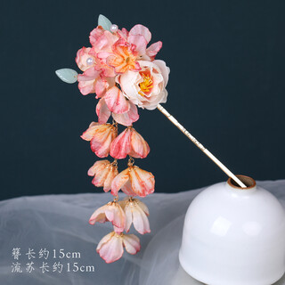 Super fairy flower hairpin, ancient style hairpin, tassel silk flower headdress, hanfu hair accessories, ancient costume hairstyle accessories for women, fang yao-metal hairpin