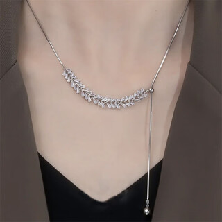 Shijun (shijun) neck scar cover clavicle chain thyroid scar cover postoperative necklace wheat ear zircon summer jewelry neck summer silver