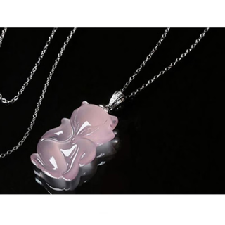 Core fragrance pink crystal small pendant hibiscus stone gold-plated clavicle necklace women's pink crystal crystal jewelry meihu medium high approx. (29mm) with silver chain