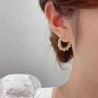 Idel imitation pearl earrings high-end earrings 2025 new trendy korean temperament internet celebrity circle earrings women's earrings imitation pearl earrings e2061
