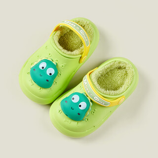 Happy mary children's cotton slippers girls winter 2023 new infant home indoor waterproof baby slippers girls bag heel fruit green inner length 14cm suitable for feet length 14cm