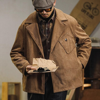 Back to explore american heavyweight retro commuter casual blazer men's spring and autumn loose-fitting men's jacket trendy brand tops men's brown 2xl (160-180jin jin equals 0.5 kg)