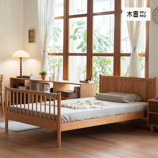 Mumo independent bed 2.0 single bed baby guardrail solid wood bed small apartment bedroom 1.2m crib cherry wood 1200*2000mm