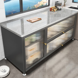 Yupin sideboard kitchen rack tableware storage cabinet multi-function zw220 rock plate combination cabinet-three doors-100 gray