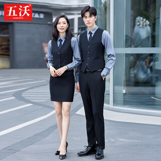 Wuwo autumn and winter professional wear women's suit suit vest for men and women hotel front desk reception bank 4s teacher work uniform men's vest + trousers + shirt (remark color) 3xl