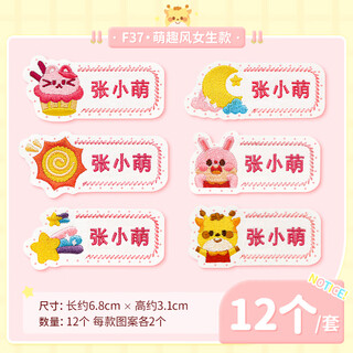 Lilang towel with name, children's embroidered name sticker, waterproof kindergarten entrance preparation supplies, marking towel, f37 style - cute style, girls' style, 12 pieces -