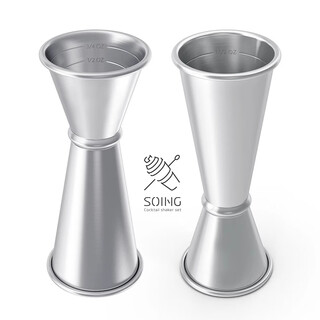 Soing304 stainless steel double-head wine measuring cup with graduated ounce cup bar bartending tool set soing-silver/one