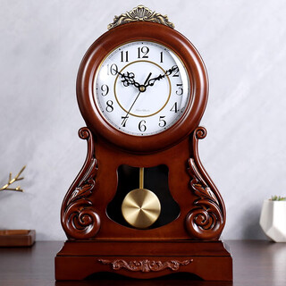 Hanshi (hense) retro solid wood time clock clock creative living room desktop clock display clock ornaments quartz clock hd278 solid wood model (without time signal)