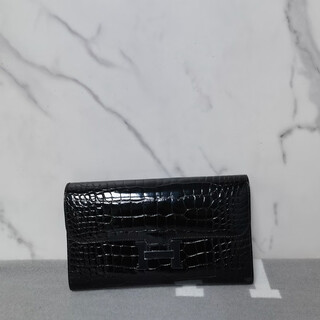 Hermes (hermes) second-hand 99 new hermes (hermes) constance kangkang wallet so black shiny crocodile x-engraved no accessories