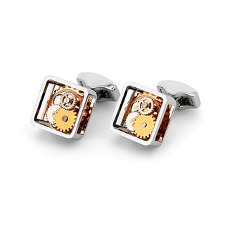 IFSONG 男士法式衬衫袖扣镂空机械齿轮表芯简约轻奢时尚袖钉袖口钉 银色XK1753A