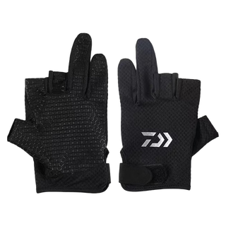 Daiwa dayiwalua gloves, ice silk sleeves, sun protection and breathable, half-cut fishing gloves, three fingers missing