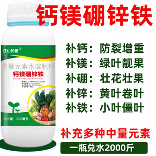 Magnesium, boron, zinc and iron foliar fertilizer for vegetables, fruit trees, cracked fruit, agricultural plants, supplementary medium and trace elements, water-soluble fertilizer, 2 bottles