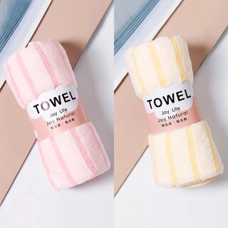 Towel for women bathing and men's adult household coral velvet face towel, strong water absorption, quick drying, 2 pack, light pink + beige, fluffy and breathable