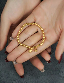 Ancient pure gold engraved 999 gold lotus lotus transfer bead bracelet strung the joy of two generations bracelet for women gold-wrapped silver gift the joy of two generations bracelet 5mm, about 0.5 grams