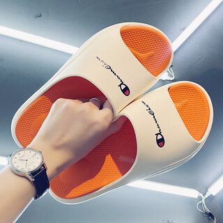Champion graffiti slip-on men's spring and summer trendy anti-slip sandals men's poop-feeling soft-soled beach slippers orange main picture 44 43-44