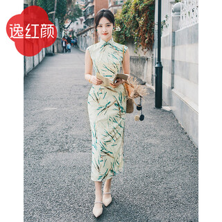 E.beauty lingxi 2025 summer new minimalist tailored long improved cheongsam fresh literary retro goddess white 2xl